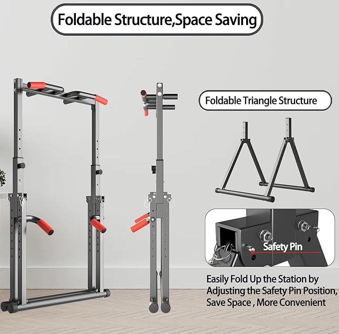 DOBESTS Foldable Power Tower Dip Station Pull Up
