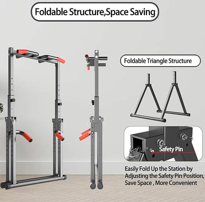 DOBESTS Foldable Power Tower Dip Station Pull Up