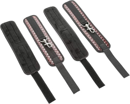 Pilates Spreader Bar Kit with 4pcs Fur Pink