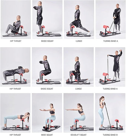 Hip Thrust & Squat Machine for Home – Multi-Function Glute Builder, Leg & Core Strengthening Equipment – Adjustable Sissy Squat, Hip Thrusts, Squat Assist Machine for Home Gym