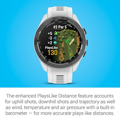 Garmin Approach S70 Golf Smartwatch | AMOLED Display | Shot Execution/Putt Alignment | Golfing System with Approach CT10 Starter Kit, Club Tracking System (3 Sensors) and Signature Stand Power Bundle