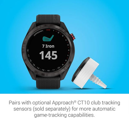 Garmin Approach S42 GPS Golf Smartwatch | Vibrant 1.2" Touchscreen Display | Long Battery Life | Activity and Sleep Tracking | Integrated with Garmin Golf App with Signature Stand Power Bundle