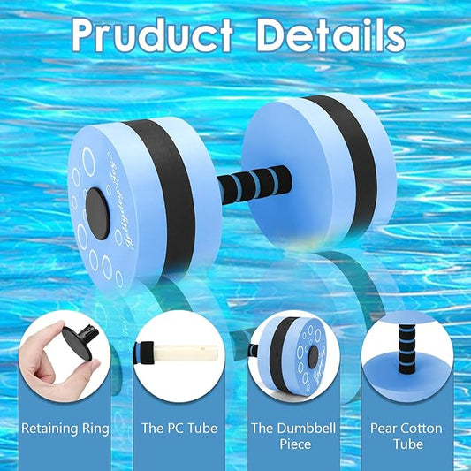 Aquatic Exercise Dumbbells, 2PCS Aqua Fitness Barbells, EVA-Foam Water Rings Dumbbell Set, Pool Weights Dumbbells Set for Water Aerobics Weight Loss, Pool Fitness, Water Exercise