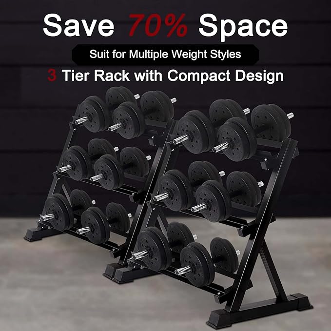 FDW 3-Tier Dumbbell Rack Weight Storage Rack for Home Gym,Multilevel Weight Rack Suitable for Dumbbells of Different Sizes