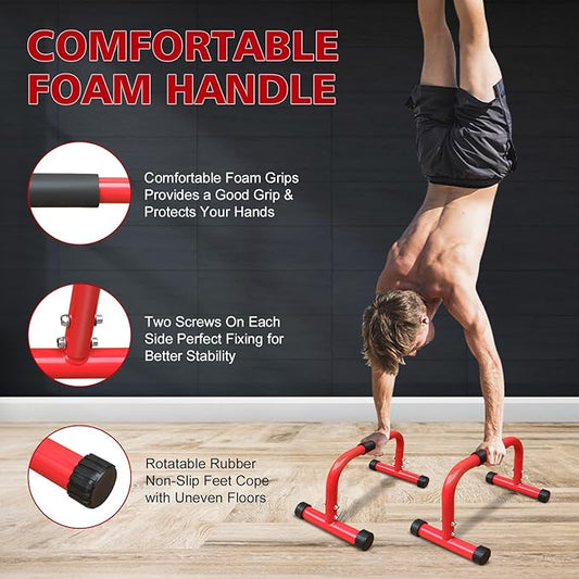 Dip Stand Station, Adjustable Height Dip Station for Strength Training, Heavy Duty Steel Parallel Push Up Stand, Home Gym Fitness Workout Dip bar Station,Tricep Dips, Pull-Ups, Push-Ups