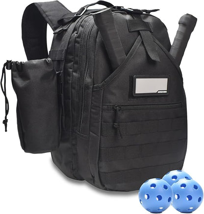 Pickleball Bag Pickleball Paddle Backpack For Women Man Mens Sling Bag Accessories Tennis Racket With Water Bottle Holder 17x9.5x8 Inches Ball Bag -Black