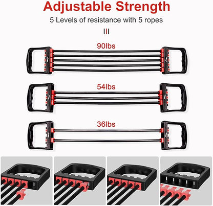 Chest Expander for Chest Arm Legs Shoulder Back 5 Removable