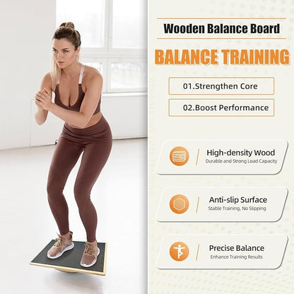 Balance Board Training Wooden Professional Fitness Wobble Board Adult Non-Slip Yoga Two-Way Silent Balance Board