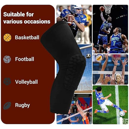 PISIQI Knee Pads Compression Pads Long Leg Sleeve Collision Avoidance Brace Protection Knee Sleeve for Basketball Football Volleyball Cycling (1 Pair)