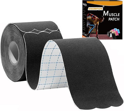 Kinesiology Tape Pro Precut 20 Strips Athletic Sports Waterproof Breathable Latex Free Tape for Ankle Wrists Knee Elastic Running Tennis Swimming Football Sports Activities Tapes (Black)