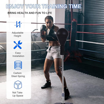 Punching Bag with Stand-Fast Bounceback to Increase Speed, Reflexes, and Stamina – Height Adjustable for Training, Boxing Equipment, Stress Relief & Fitness