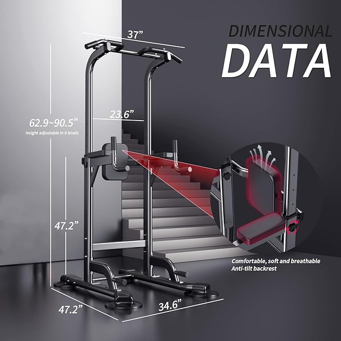 Power Tower Adjustable Height Pull Up & Dip
