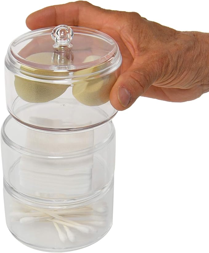 Home-X Cotton Ball and Swabs Holder 3-Level Apothecary