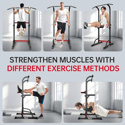 PASYOU Power Tower Pull Up Dip Station Adjustable Height Pull Up Bar Station Multifunctional Pull Up Bar Free Standing for Home Gym Strength Training Fitness Workout Equipment
