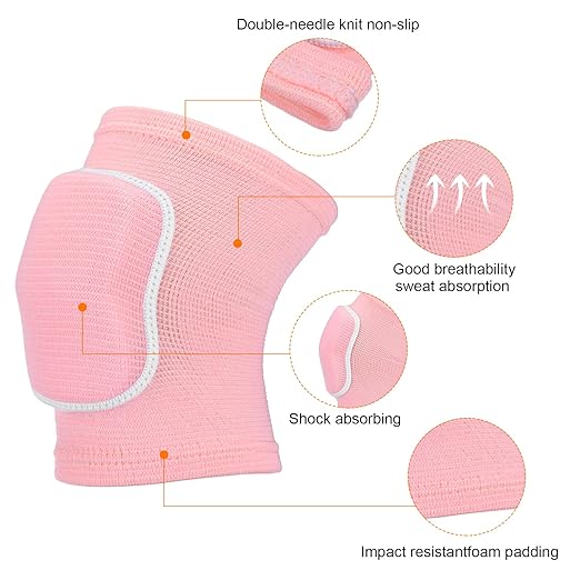 PATIKIL XS Size Protective Knee Pads, 6 Pairs Sponge Volleyball Knee Pads Breathable Dance Knee Pads Brace for Women Men Football Basketball Workout, Pink