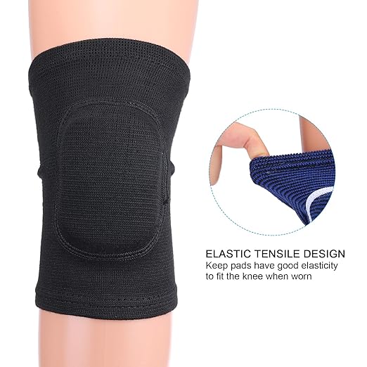 PATIKIL S Size Protective Knee Pads, 6 Pairs Sponge Volleyball Knee Pads Breathable Dance Knee Pads Brace for Women Men Football Basketball Workout, Black