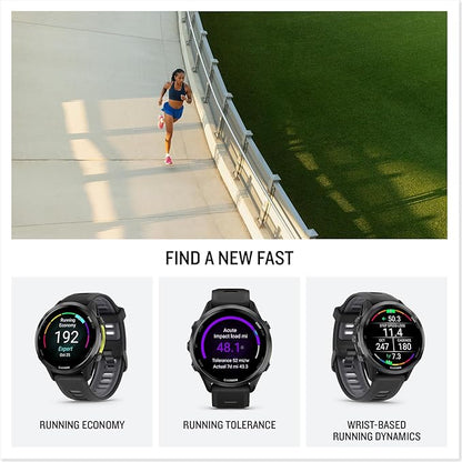 Garmin Forerunner 970 Running Smartwatch, GPS Fitness Smart Watch for Men and Women, Carbon Gray DLC Titanium with Black Case and Black/Translucent Whitestone Band Bundle with P-Bank + More
