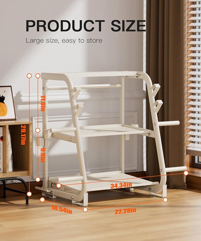 3-Tier Dumbbell Rack Stand Only - 700LB Heavy Duty Weight Storage Organizer with Thickened Steel Tube, Adjustable Weight Stand for Dumbbells, Barbells, Kettlebells, Black/Beige