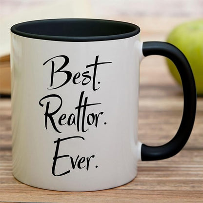 Retreez Funny Mug - Best Realtor Ever 11 Oz Ceramic Tea Coffee Mugs - Funny, Sarcasm, Motivational, Gratitude, Inspirational birthday gifts - White Mug with Black Handle and Inner