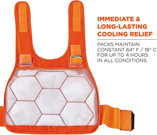 Ergodyne unisex adult + Premium FR Phase Change Cooling Vest Packs, Orange, Small-Medium US