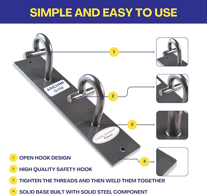 Anchor Gym Plus Station - Resistance Band Wall Mount System (4 Units, 8 Anchoring Points) | Wall Anchors for Resistance Bands, Bodyweight Straps, Cables & Workout Ropes | Heavy-Duty Gym Wall Anchors