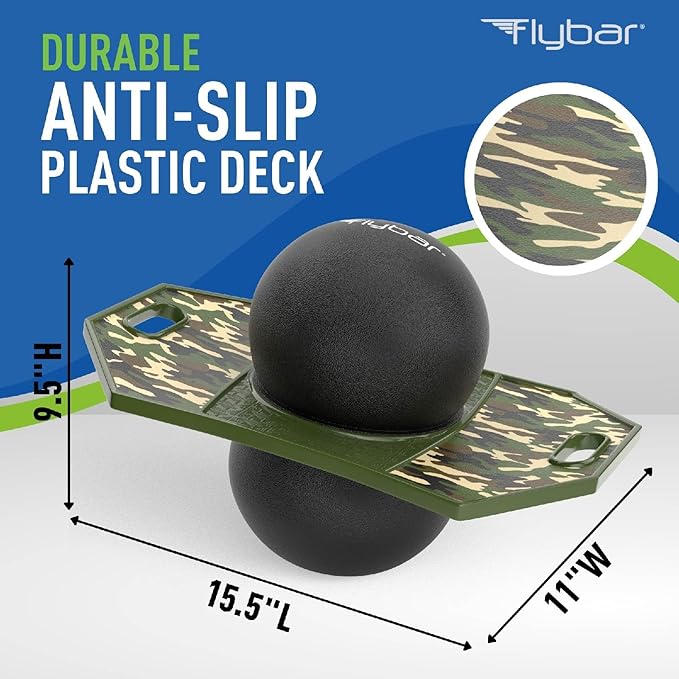 Flybar Pogo Trick Ball for Kids, Bounce Board for Boys and Girls Ages 6+, Up to 160 lbs, Includes Pump, Easy to Carry Handle, Durable Plastic Deck Indoor, Outdoor Toy Pogo Jumper,