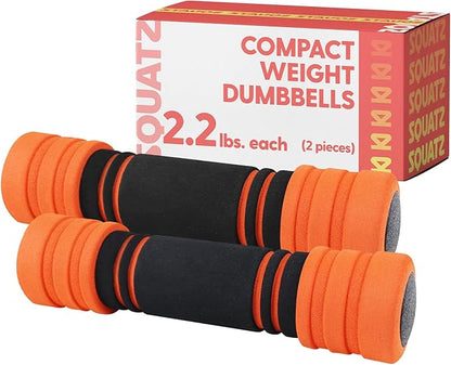 SQUATZ 2 LB Dumbbells Set of 2 - Compact Weight Dumbbells - Versatile Dumbbells for Women - Comfortable Foam Grip - 1kg Dumbbell Set