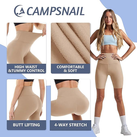 CAMPSNAIL Workout Biker Shorts Women - 3"/5"/8" High Waisted Tummy Control Spandex Booty Volleyball Shorts for Yoga Dance