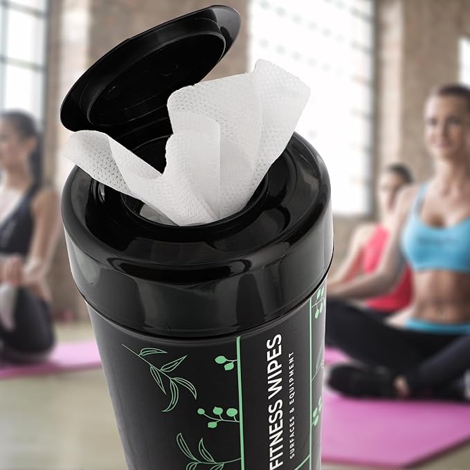 Wipex Fitness Equipment Wipes - Gym & Yoga Mat Cleaner, Peloton & Exercise Machine Wipes, All-Purpose Cleaning with Vinegar, Lemongrass & Eucalyptus, 75 Count (Pack of 12)