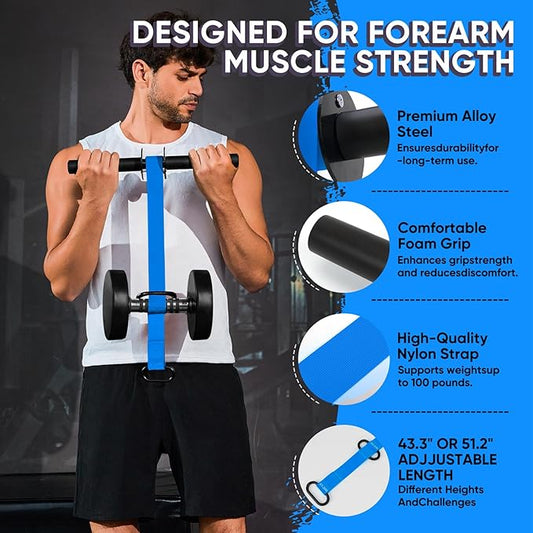 Forearm Strengthener and Wrist Roller 43.3 inch 51.2 inch