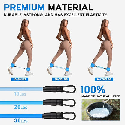 Ankle Resistance Bands, Ankle Bands for Working Out with Cuffs, Resistance Bands for Leg Butt Training Workout Equipment for Kickbacks Hip Gluteus Training Exercises, Ankle Strap with Exercise Bands