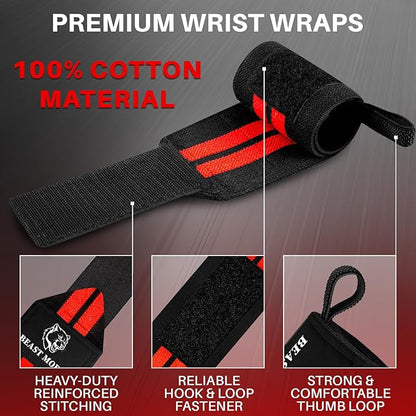 TECEUM Weightlifting 18" & 12" Wrist Wraps with Thumb Loop – Heavy Duty Wrist Workout Braces for Men and Women – Ideal for Powerlifting, Strength Training, Bodybuilding