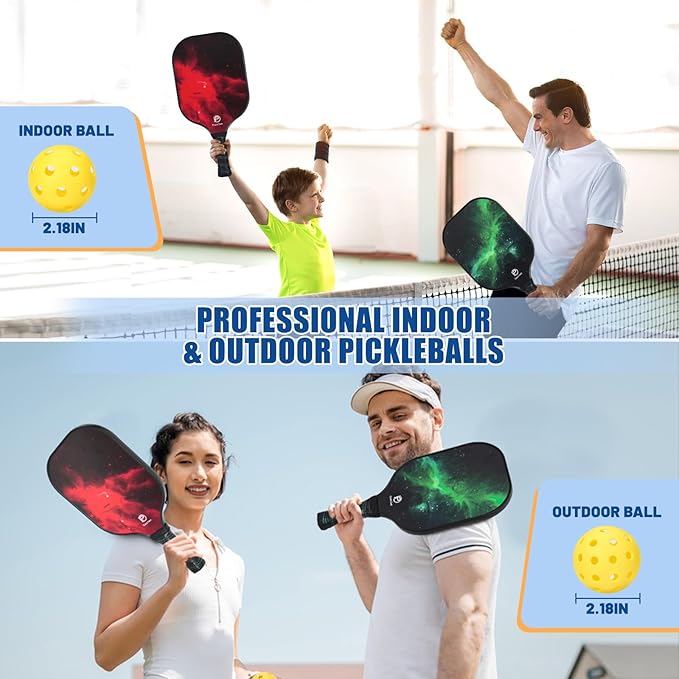 DULCE DOM Pickleball Paddles 2/4 with 4 Pickleball
