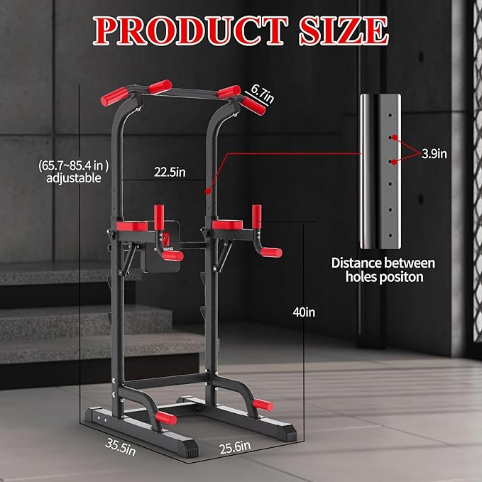 Power Tower Dip Station 85.5",Load 350LBS 350LBS