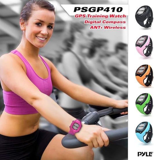 Pyle Extreme GPS Sports Watch Workout Trainer - ANT+ Heart Rate Monitor Compatible - For Tracking Running, Biking, Hiking Outdoors - Export Data to Map my Run and Strava - Displays Pace, Speed and Distance