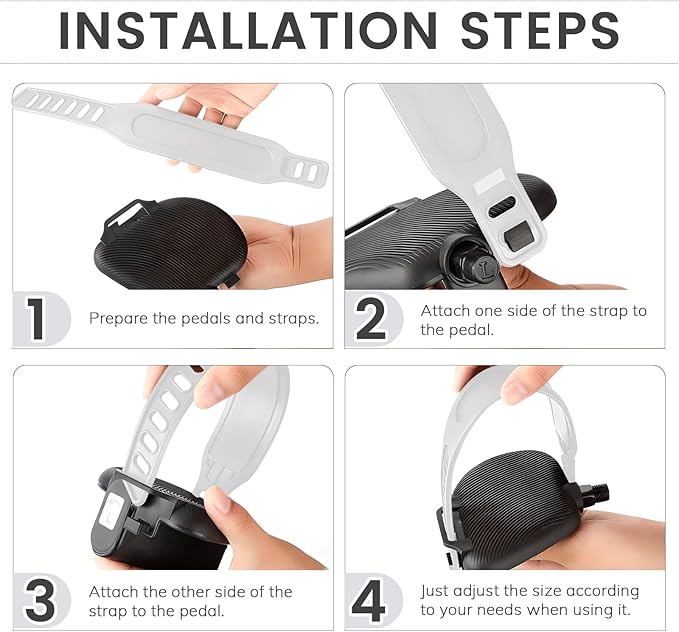 Exercise Bike Pedal Straps, Heavy Duty Adjustable Length Universal Pedal Strap Fits Most Bike Pedals Exercise Bike Bicycle Cycle for Home or Gym