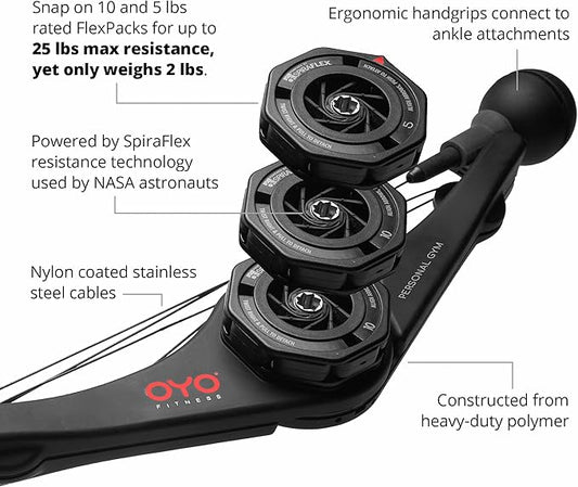 OYO Personal Gym - Full Body Portable Gym: Home, Office or Travel - NASA SpiraFlex Resistance Technology