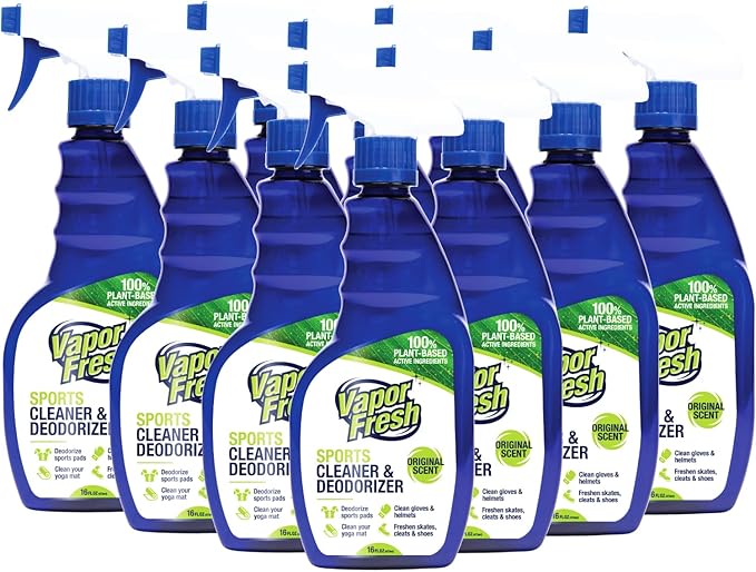 Sports Cleaner and Deodorizer - Sports Gear Odor Eliminator, Boxing Glove Deodorizer, Gym Equipment Spray, Natural and Plant Based, 16 Fl Oz (12-Pack)