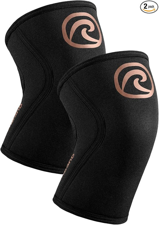 Rehband 5mm Knee Sleeves for Functional Training, Cross-Training & Powerlifting, Weightlifting Knee Support made of Neoprene, Unisex, Colour:Copper/Black - 1 Pair, Size:XX-Large