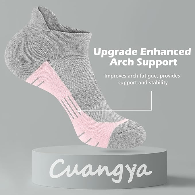 Ankle Socks Women Athletic No Show Socks Running Comfort Cushioned 5-Pairs