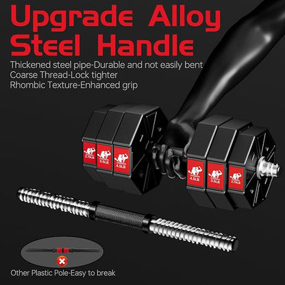 Adjustable Weights Dumbbells Set, 44Lbs 66Lbs 88Lbs 3 in 1 Adjustable Weights Dumbbells Barbell Set, Home Fitness Weight Set Gym Workout Exercise Training with Connecting Rod for Men Women
