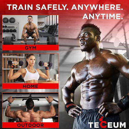TECEUM Weightlifting 18" & 12" Wrist Wraps with Thumb Loop – Heavy Duty Wrist Workout Braces for Men and Women – Ideal for Powerlifting, Strength Training, Bodybuilding