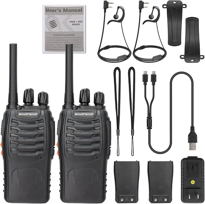 Walkie Talkies for Adults Long Range Rechargeable walkie Earpieces,2-Way Radios (2 Pack)