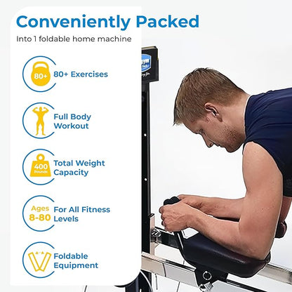 Total Gym XLS Men/Women Universal Total Body Training Home Gym Workout Machine with Squat Stand, Leg Pull, 2 Ankle Cuffs, and Exercise Chart