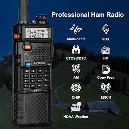 BAOFENG UV-5RX (Upgraded of UV-5R) Multi-Band Ham Radio 136-174/400-520Mhz Receiving, 805s Antenna 771 Antenna (2 Pack)