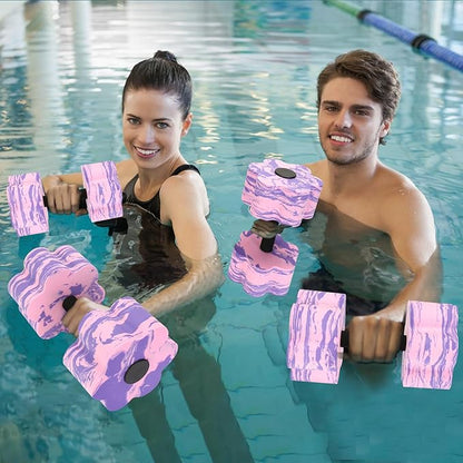 Aquatic Exercise Dumbbells, 2PCS Aqua Fitness Barbells, Flowers High-Density EVA-Foam Water Workouts, Pool Weights Dumbbells Set for Water Exercise, Aerobics Weight Loss, Pool Fitness