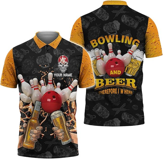 Personalized 3D Bowling Polo Shirts, Custom Name, Team Name Shirt, Bowling Shirts for Men Women, Birthday, Christmas