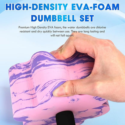 Aquatic Exercise Dumbbells, 2PCS Aqua Fitness Barbells, Flowers High-Density EVA-Foam Water Workouts, Pool Weights Dumbbells Set for Water Exercise, Aerobics Weight Loss, Pool Fitness