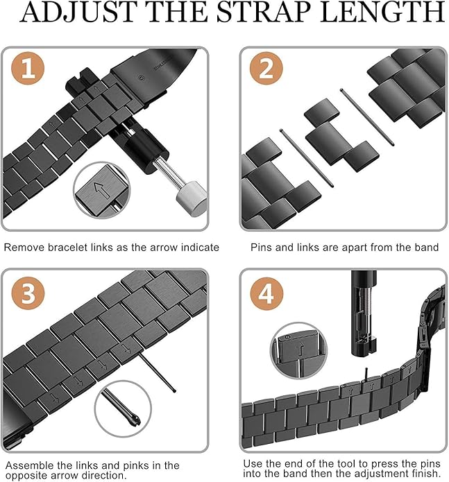 FitTurn Bands Compatible with Letscom, Letsfit, Lintelek, Yamay SmartWatch -Replacement Classic Stainless Steel Metal WatchBand for ID205L, ID205U,ID215G, ID205, ID216, ID205S, SW021