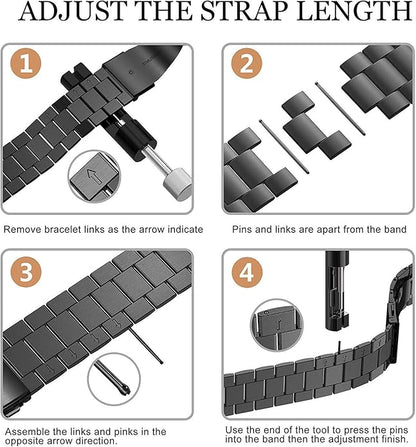 FitTurn Bands Compatible with Letscom, Letsfit, Lintelek, Yamay SmartWatch -Replacement Classic Stainless Steel Metal WatchBand for ID205L, ID205U,ID215G, ID205, ID216, ID205S, SW021